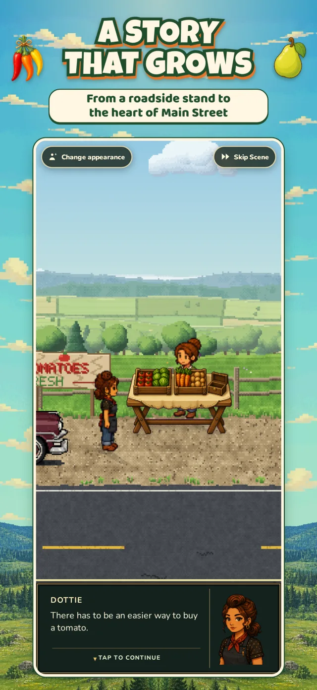 Story scene at the original roadside produce stand